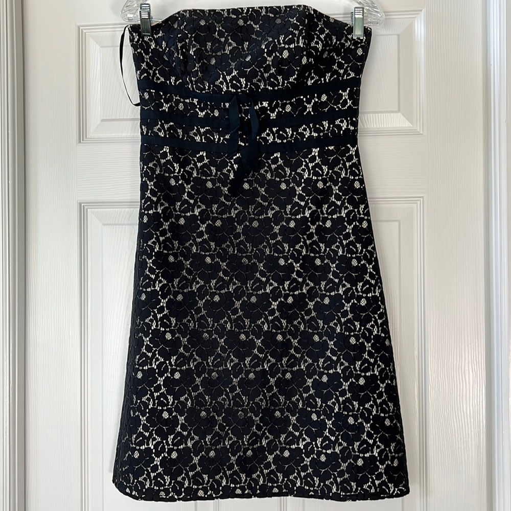 White House Black Market Strapless Lace Cocktail Dress 4